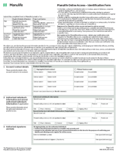 Manulife Online Access Identification Form - Investments (NN1683E)