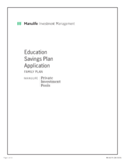 NN1627E - Manulife Private Investment Pools - Education Savings Plan Application (Family Plan)