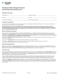 NN1701E - Promissory Note Change of Election - Manulife Real Asset Investment Fund
