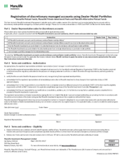 MFS0001E - Registration of discretionary managed accounts using Dealer Model Portfolios