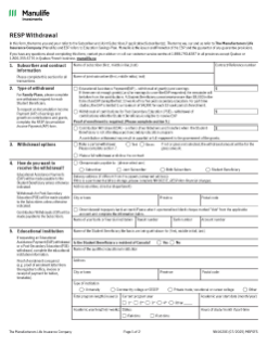 NN1620E RESP Withdrawal – Manulife Investment