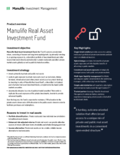 Manulife Real Asset Investment fund - Product overview