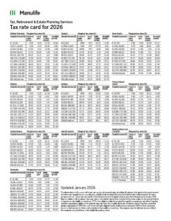 2026 Tax rate card