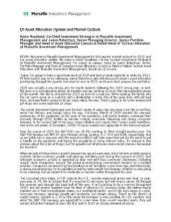 Q1 Asset Allocation and Market Outlook - Video transcript
