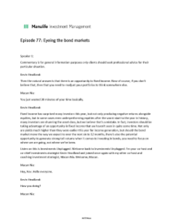 Eyeing the bond markets – Podcast transcript