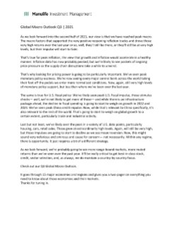 Global Macro Outlook Q3 2021 - Video Transcript