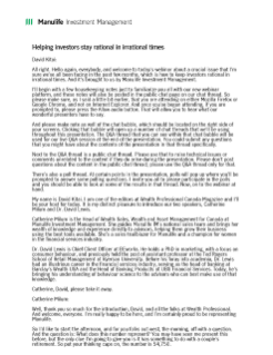 Helping investors stay rational in irrational times - Video transcript