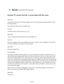 Lessons learned—a conversation with Dan Janis – Podcast transcript