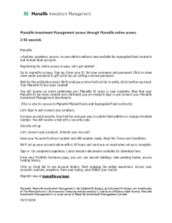 Manulife Investment Management access through Manulife online access – Video transcript