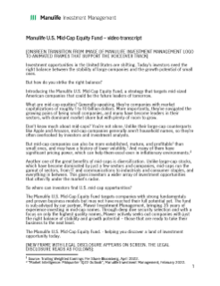 Video introducing: Manulife U.S. Mid-Cap Equity Fund – Video transcript