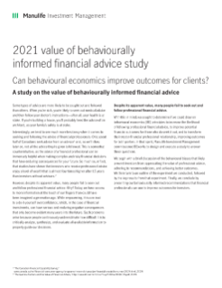 2021 value of behaviourally informed financial advice study