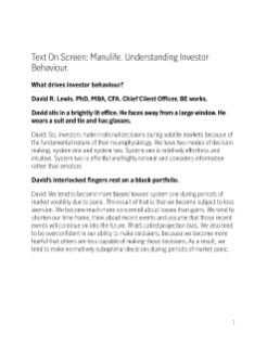 What drives investor behaviour – Video transcript