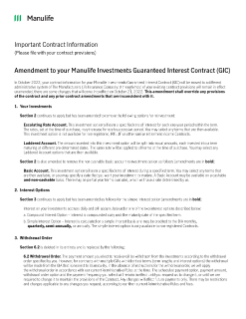 Amendment to your Manulife Investments Guaranteed Interest Contract (GIC)