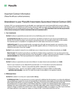 Amendment to your Manulife Investments Guaranteed Interest Contract (GIC)