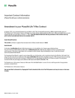 Amendment to your Manulife Life Triflex Contract