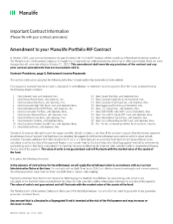 Amendment to your Manulife Portfolio RIF Contract