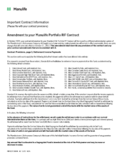 Amendment to your Manulife Portfolio RIF Contract