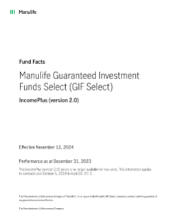 GIF Select IncomePlus (Version 2.0) Fund Facts