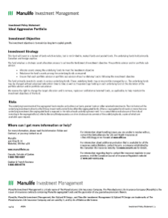 Ideal Aggressive Portfolio - Investment Policy Statement