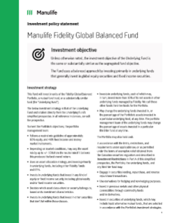 Investment Policy Statement -Manulife Fidelity Global Balanced Fund