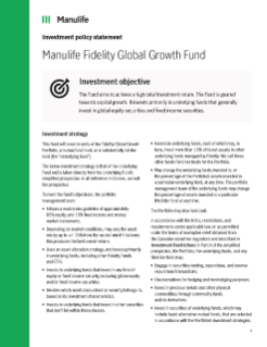 Investment Policy Statement -Manulife Fidelity Global Growth Fund