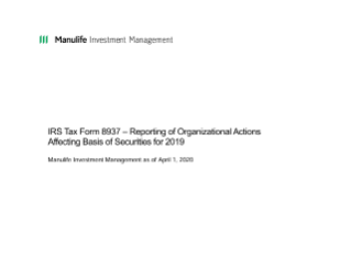 IRS Form 8937 Return of Capital Distribution Schedules 2019