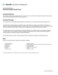 Manulife Canadian Growth Fund
