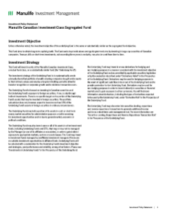 Manulife Canadian Investment Class Segregated Fund