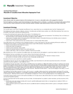Manulife CI Canadian Asset Allocation Segregated Fund