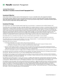 Manulife CI Canadian Income & Growth Segregated Fund
