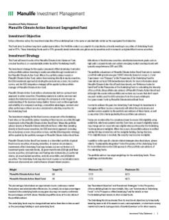 Manulife Climate Action Balanced Segregated Fund