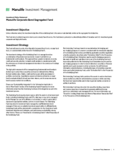 Manulife Corporate Bond Segregated Fund