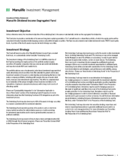 Manulife Dividend Income Segregated Fund