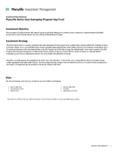 Manulife Dollar-Cost Averaging Program Seg Fund