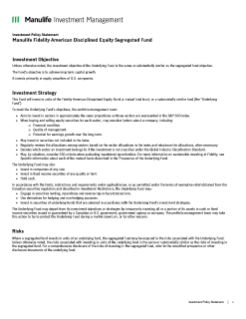 Manulife Fidelity American Disciplined Equity Segregated Fund