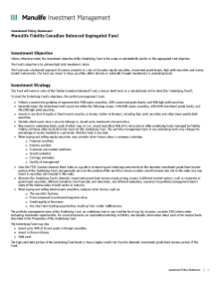 Manulife Fidelity Canadian Balanced Segregated Fund