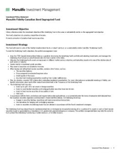 Manulife Fidelity Canadian Bond Segregated Fund