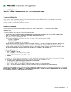 Manulife Fidelity Canadian Disciplined Equity Segregated Fund