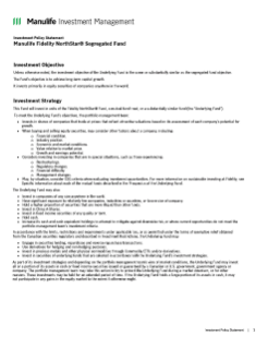 Manulife Fidelity NorthStar® Segregated Fund