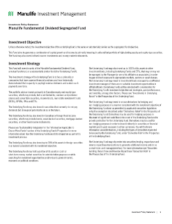 Manulife Fundamental Dividend Segregated Fund