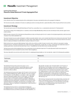 Manulife Global Balanced Private Segregated Pool