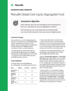 Manulife Global Core Equity Segregated Fund