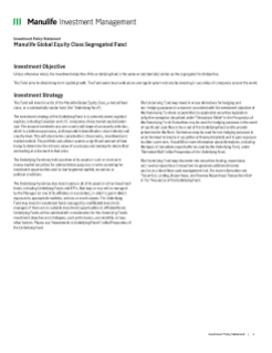 Manulife Global Equity Class Segregated Fund