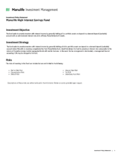 Manulife High Interest Savings Fund