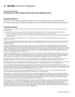 Manulife Invesco EQV Canadian Premier Equity Class Segregated Fund