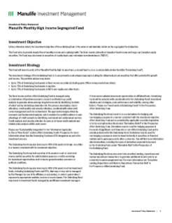 Manulife Monthly High Income Segregated Fund