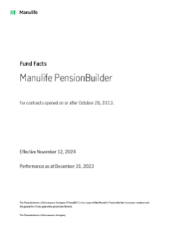 Manulife PensionBuilder® Information Folder & Contract