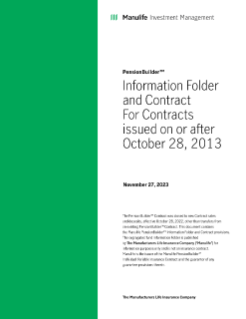 MK2798E - Manulife PensionBuilder® Information Folder & Contract