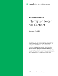 MK2790E - Manulife RetirementPlus Information Folder and Contract