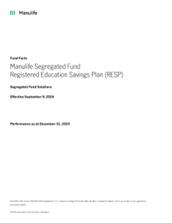 Manulife Segregated Fund Registered Education Savings Plan (RESP) Fund Facts